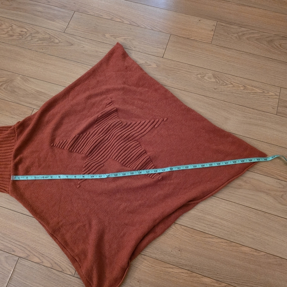 Italian Made Cowl Neck Knit Star Poncho-OSFM - Picture 8 of 11
